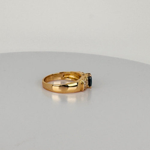 52 Bague vintage en or jaune 14K avec saphir et diamants 58 Facettes 2606046