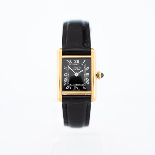 Cartier Tank Must - Montre SM en vermeil cadran romain noir 58 Facettes 565