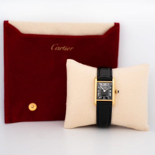 Cartier Tank Must - Montre SM en vermeil cadran romain noir 58 Facettes 565