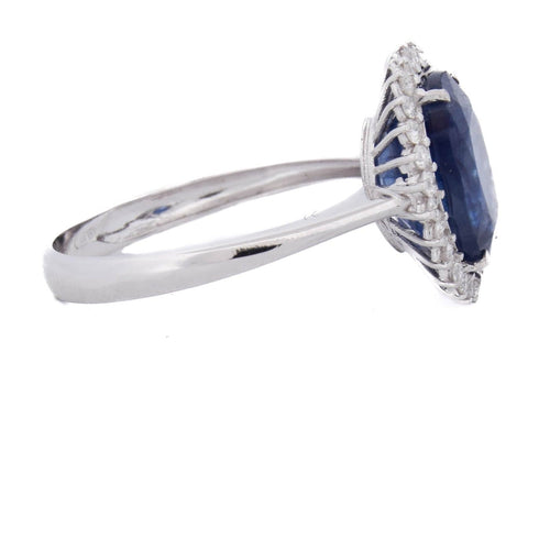 53 Bague en or blanc 18 ct avec saphir et diamants 58 Facettes AN729 (0459)