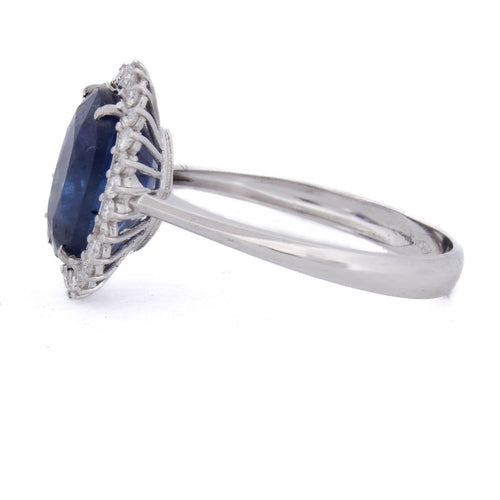 53 Bague en or blanc 18 ct avec saphir et diamants 58 Facettes AN729 (0459)