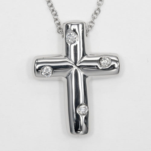 Pendentif Tiffany & Co. - Pendentif croix en platine et diamants 58 Facettes vcem0tfn0n