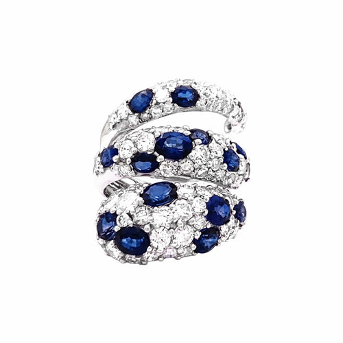 Bague 55 Bague Serpent en or blanc, diamants et saphirs 58 Facettes 35917