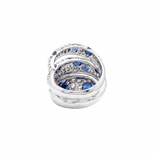 Bague 55 Bague Serpent en or blanc, diamants et saphirs 58 Facettes 35917