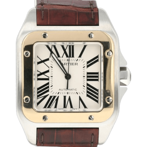 Cartier Santos 100 XL - Montre en acier et or jaune