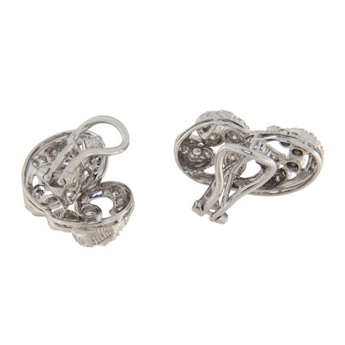 Boucles d'oreilles vintage en or blanc et diamants 0,88 ct 58 Facettes G4002