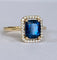 53 ALGT - Bague en or jaune 18 ct avec spinelle et diamants 58 Facettes ring