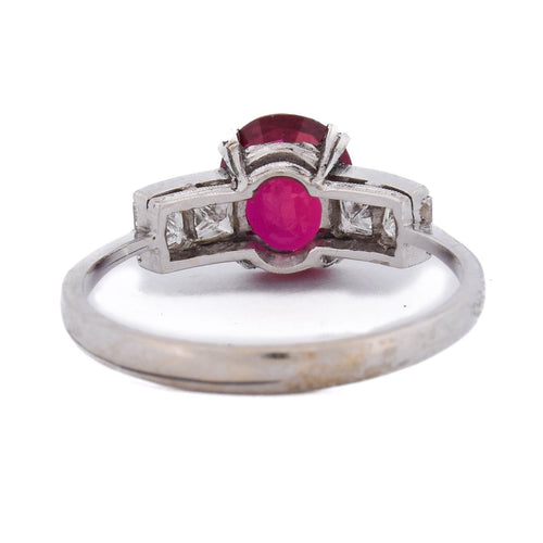 55 Bague vintage en or blanc, rubis et diamants 58 Facettes AN633 (0599)