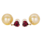 Boucles d'oreilles en or jaune 14 ct, grenats cœur et perles