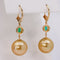 Boucles d'oreilles en or jaune, émeraudes, diamants et perles des Mers du Sud 58 Facettes E0038