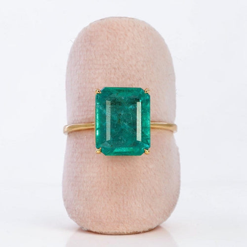 60 Bague en or jaune 18 carats avec émeraude naturelle 58 Facettes R0011