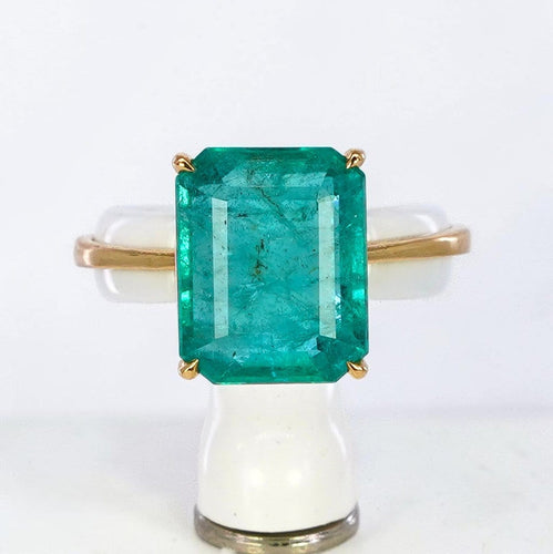 60 Bague en or jaune 18 carats avec émeraude naturelle 58 Facettes R0011
