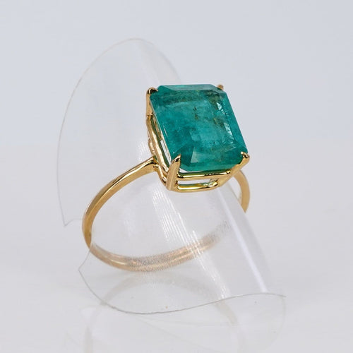 60 Bague en or jaune 18 carats avec émeraude naturelle 58 Facettes R0011
