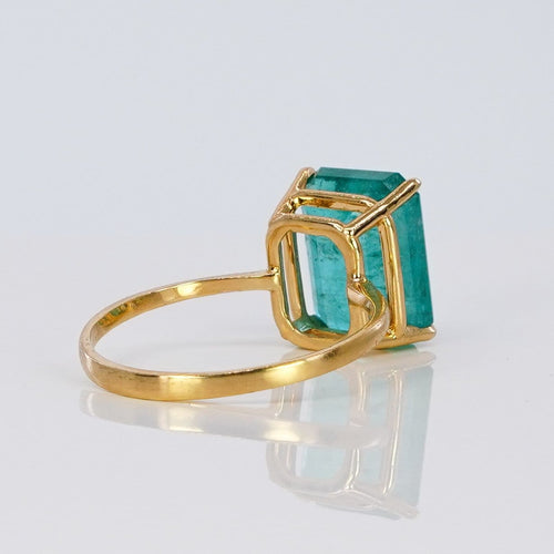 60 Bague en or jaune 18 carats avec émeraude naturelle 58 Facettes R0011