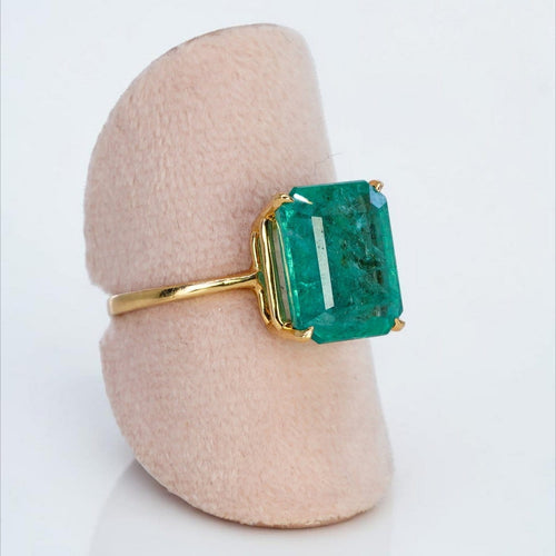 60 Bague en or jaune 18 carats avec émeraude naturelle 58 Facettes R0011
