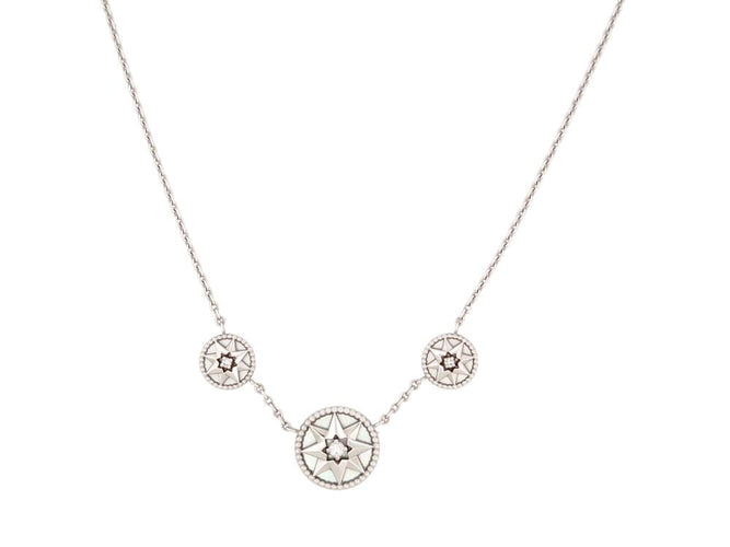 Christian Dior Rose des Vents - Collier 3 motifs en or blanc et diamants 58 Facettes 276467