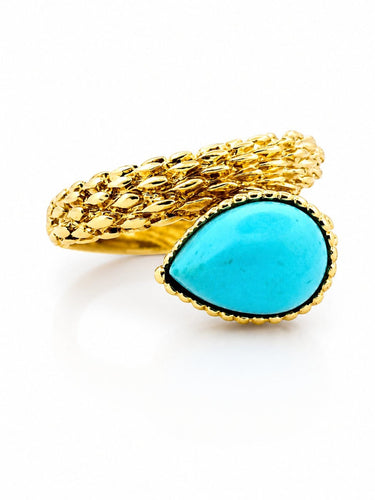 54 Boucheron Serpent Bohème - Bague en or jaune et turquoise 58 Facettes Sb