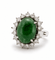 51 Bague en or blanc 18 ct avec jade vert et diamants 58 Facettes 90435