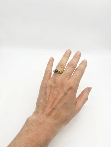 Bague 51 Bague jonc en or jaune, perle de Tahiti et diamants 58 Facettes BAG-1108-03