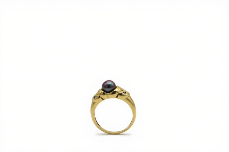 Bague 51 Bague jonc en or jaune, perle de Tahiti et diamants 58 Facettes BAG-1108-03