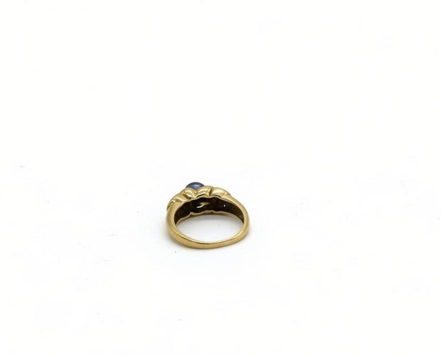 Bague 51 Bague jonc en or jaune, perle de Tahiti et diamants 58 Facettes BAG-1108-03