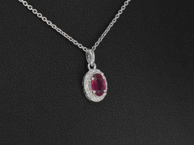 Pendentif halo en or blanc avec diamants et rubis 58 Facettes 2017