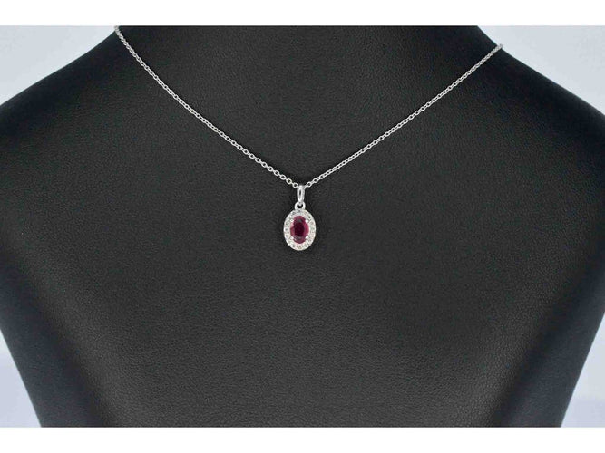 Pendentif halo en or blanc avec diamants et rubis 58 Facettes 2017