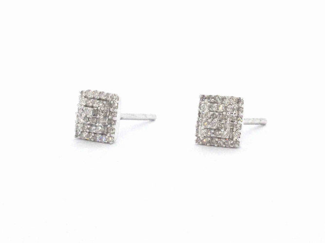 Boucles d'oreilles halo en or blanc et diamants 58 Facettes 2023