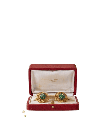 Cartier - Demi-parure transformable en or jaune et émeraudes