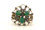 54 Art Nouveau - Bague en or jaune 18 carats, émeraude et diamants 58 Facettes 23049