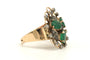 54 Art Nouveau - Bague en or jaune 18 carats, émeraude et diamants 58 Facettes 23049