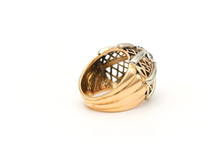 52 Art Déco - Bague en or jaune et blanc 18 carats et diamants 58 Facettes 17664