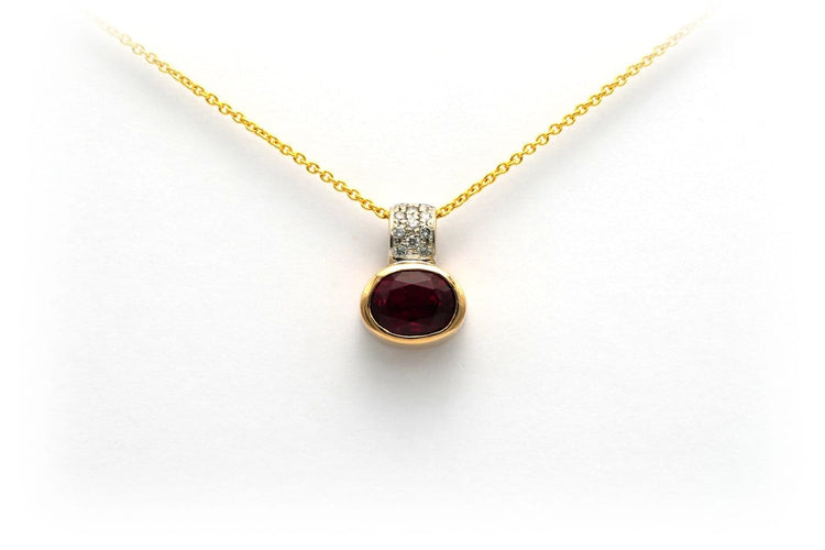 Pendentif contemporain en or jaune et blanc 18 carats, tourmaline et diamants 58 Facettes 18568