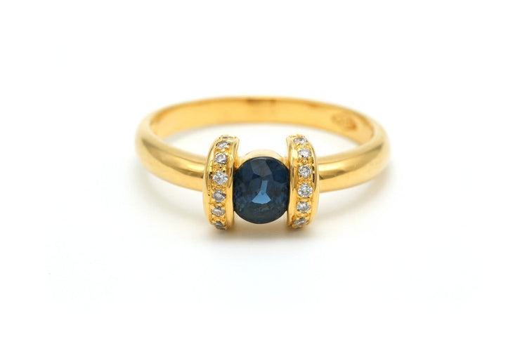 59 Années 70 - Bague en or jaune, saphir et diamants 58 Facettes 19774