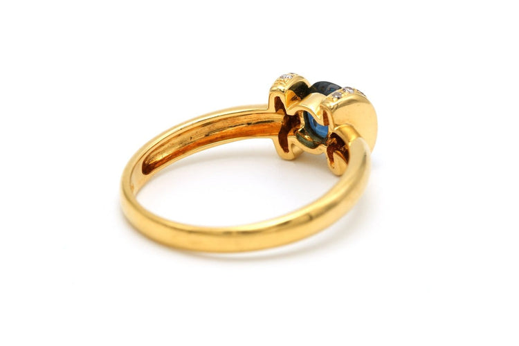 59 Années 70 - Bague en or jaune, saphir et diamants 58 Facettes 19774