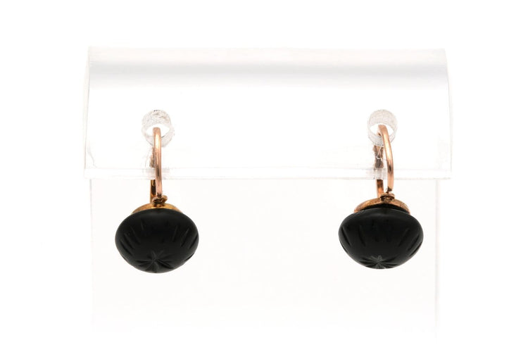 Napoléon III - Boucles d'oreilles en or rose 18 carats et jais 58 Facettes B307
