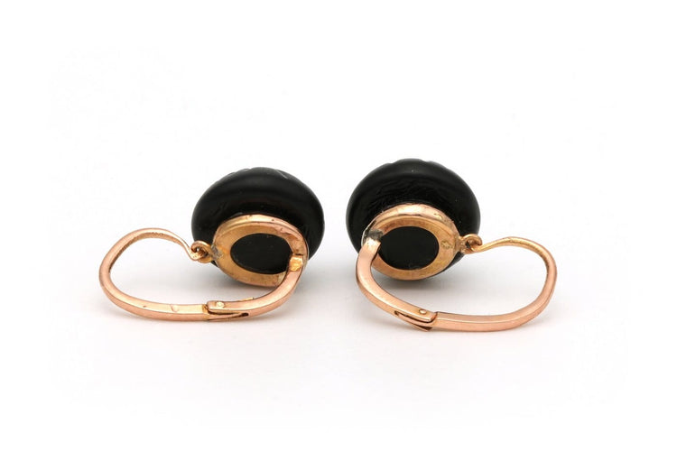Napoléon III - Boucles d'oreilles en or rose 18 carats et jais 58 Facettes B307