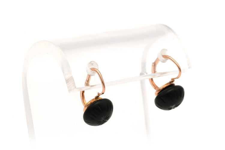 Napoléon III - Boucles d'oreilles en or rose 18 carats et jais 58 Facettes B307