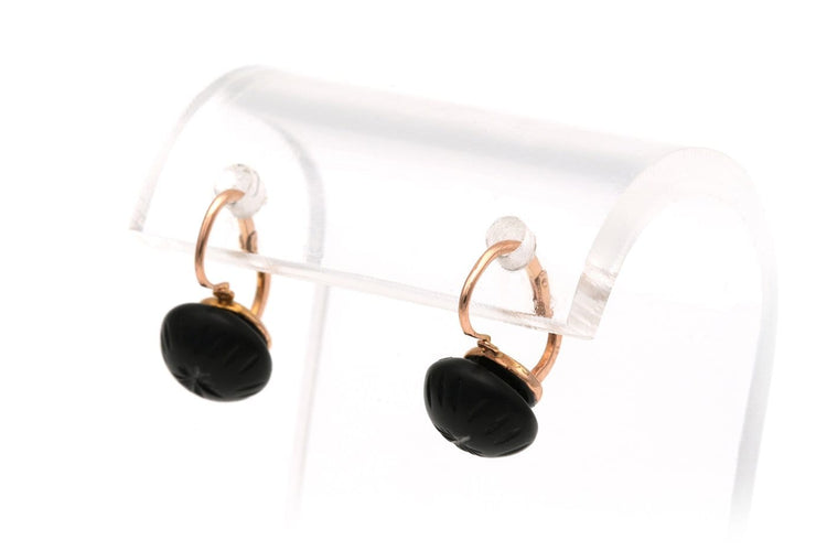 Napoléon III - Boucles d'oreilles en or rose 18 carats et jais 58 Facettes B307