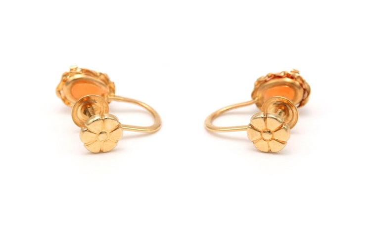 Boucles d'oreilles contemporaines en or jaune 14 carats et corail 58 Facettes 20547