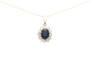 Pendentif contemporain en or blanc, saphir et diamants