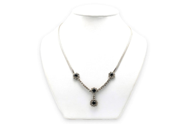 Années 70 - Collier en or blanc, saphirs et diamants 58 Facettes 23301