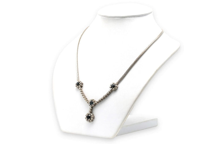 Années 70 - Collier en or blanc, saphirs et diamants 58 Facettes 23301