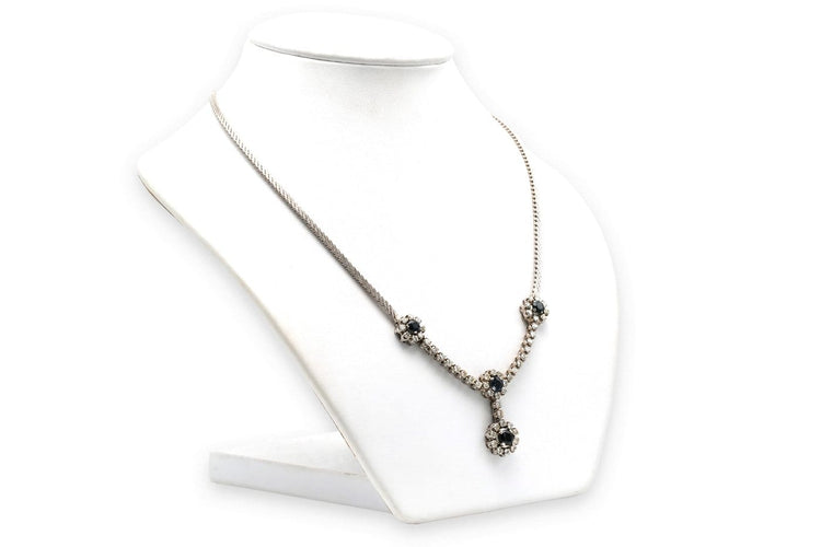 Années 70 - Collier en or blanc, saphirs et diamants 58 Facettes 23301