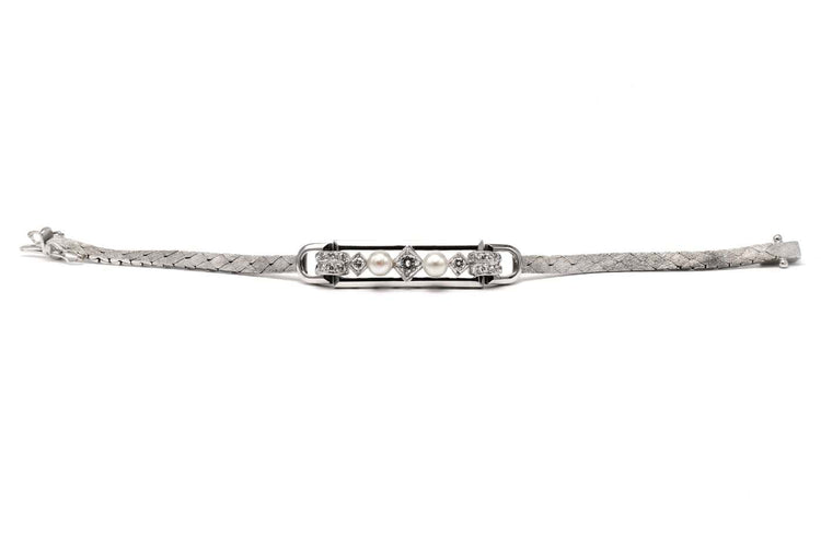 Art Déco - Bracelet en or blanc, perles et diamants 58 Facettes 23417