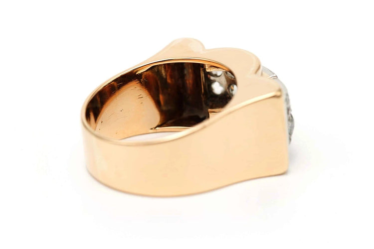 57 Art Déco - Bague en or jaune et blanc 18 carats et diamants 58 Facettes 23290
