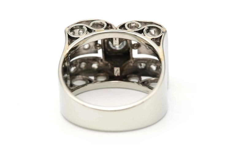 52 Art Déco - Bague en or blanc 18 carats et diamants 58 Facettes 23386