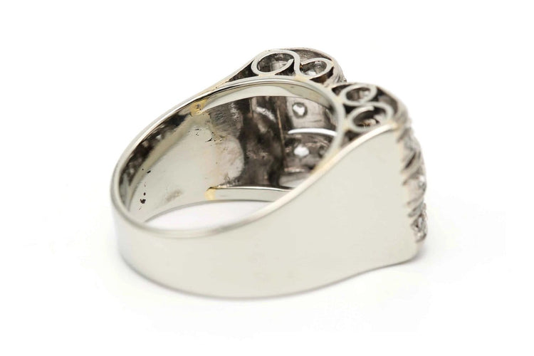 52 Art Déco - Bague en or blanc 18 carats et diamants 58 Facettes 23386