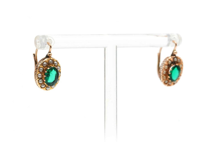 Napoléon III - Boucles d'oreilles en or jaune, perles et cristal 58 Facettes 23543