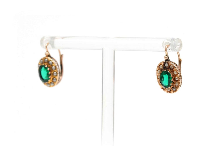Napoléon III - Boucles d'oreilles en or jaune, perles et cristal 58 Facettes 23543
